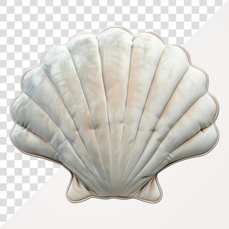 PSD png elegant seashellshaped velvet pillow