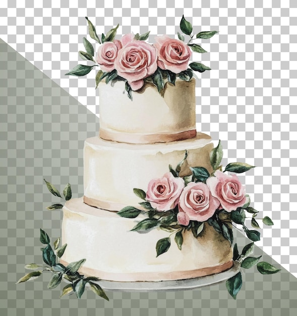 png elegant wedding cake adorned with pink roses