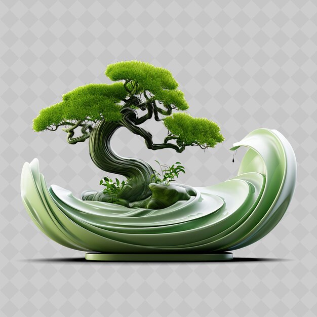 PSD png elm bonsai jade pot oval leaves harmony and balance concept przezroczyste różnorodne drzewa dekoracja