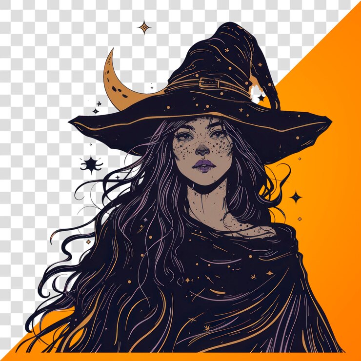 PSD png 帽子をかぶった魔法使いのイラスト