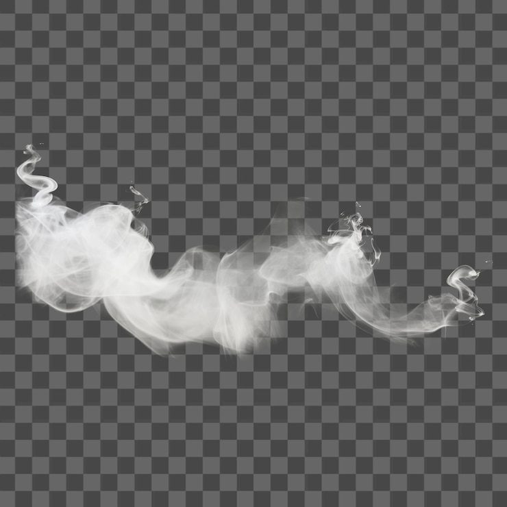 PSD png eteryczny dym na czarnym tle