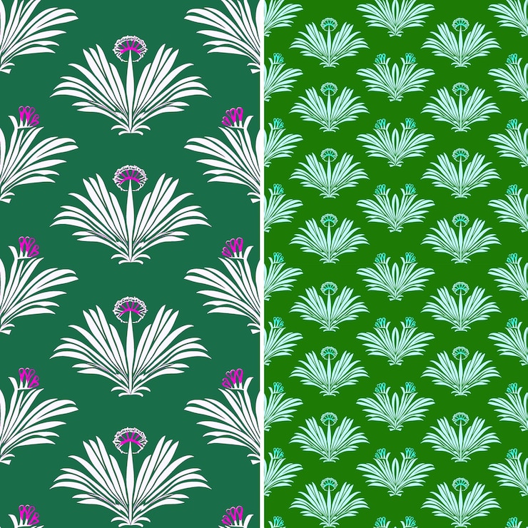 PSD png exquisite cycad leaves with palm like silhouette and art nou nature pattern outline art design