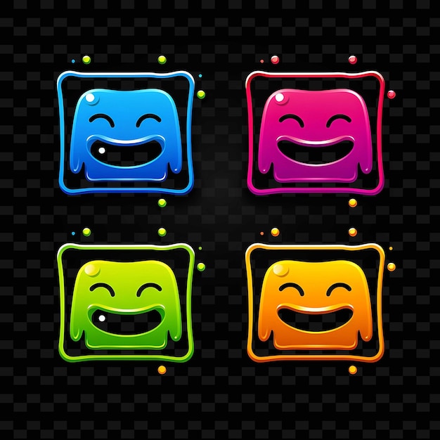 PSD png face con lacrime di gioia icon emoji con risate isteriche linee al neon y2k forma accattivante