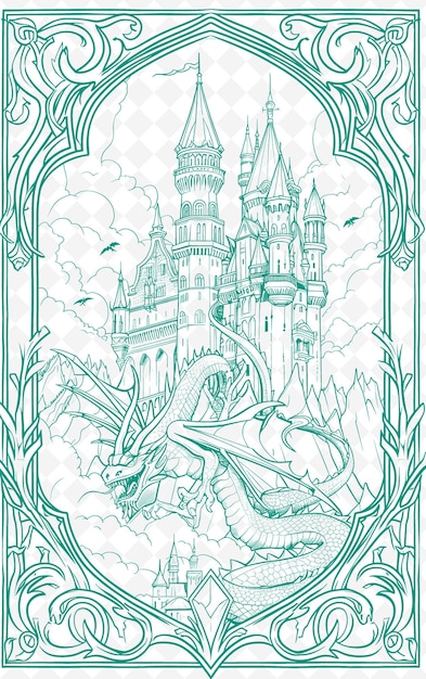 Png Fantasy Postcard Design With Magical Frame Styl Design Deco Outline Arts Scribble Decorative