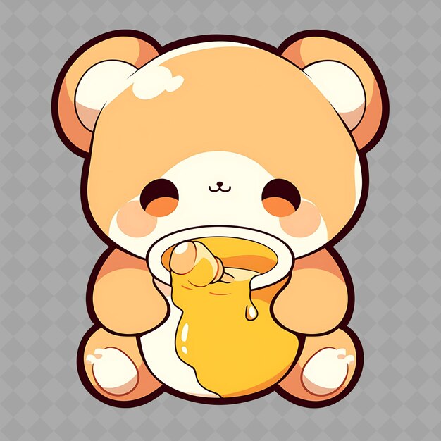 PSD png fascinating en kawaii anime bear boy met bear ears en hol creative chibi sticker collection