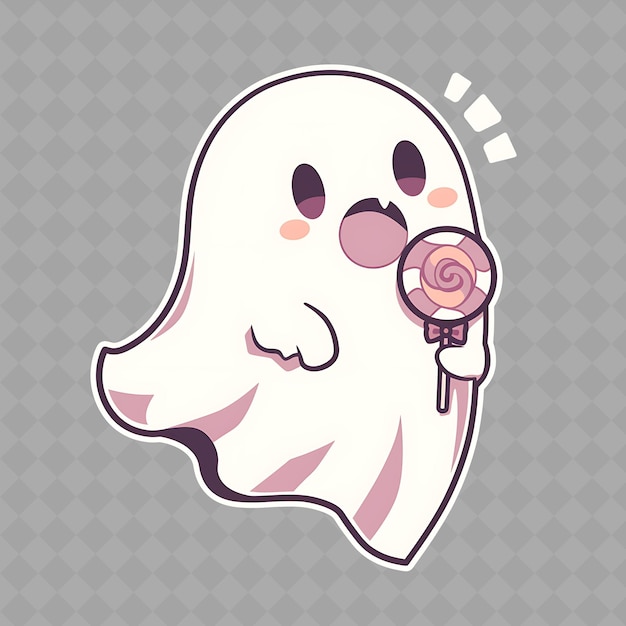 PSD png fascynacyjny i kawaii anime ghost boy z ghost sheet i creative chibi sticker collection