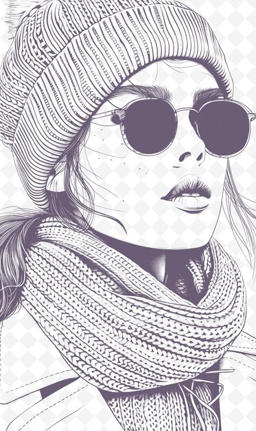 PSD png fashion postcard design con chic frame style design decorat outline arts scribble decorative