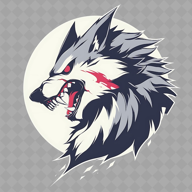 PSD png ferocious and untamed anime wolf boy met scherpe tanden en een creatieve chibi sticker collection