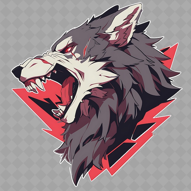 PSD png ferocious and untamed anime wolf boy with sharp teeth and a creative chibi sticker collection