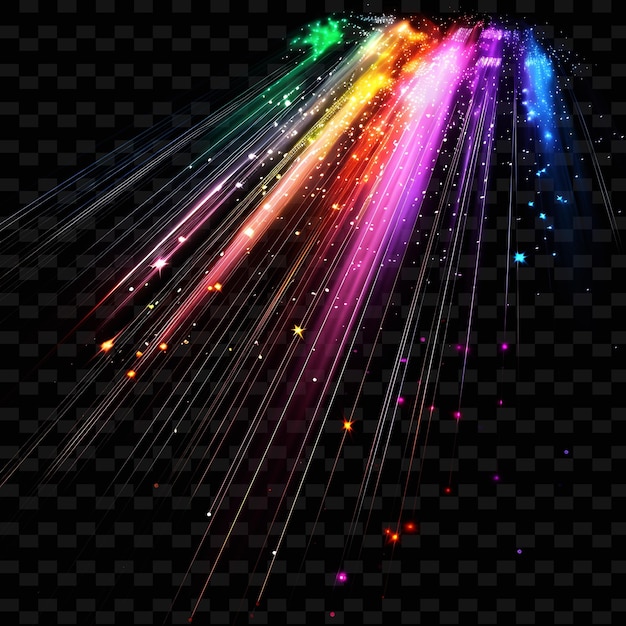 Png fiber optic light rays met geleid licht en veelkleurige s neon transparante y2k collecties