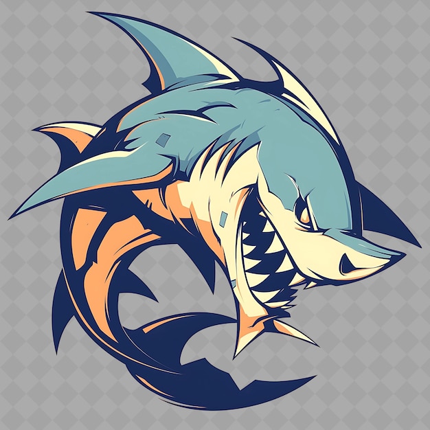PSD png fierce and formidable anime shark boy with sharp teeth and a creative chibi sticker collection