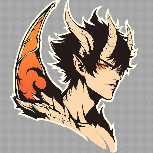 Png fiery and passionate anime dragon boy with horns and scales creative chibi sticker collection