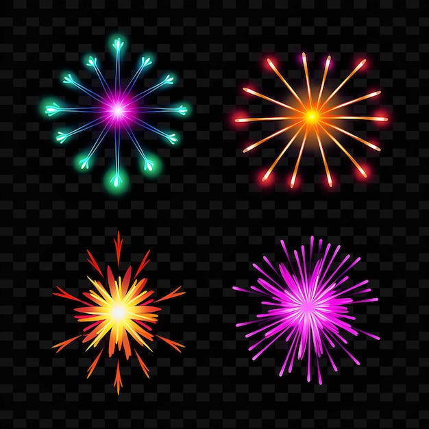 PSD pngの花火のアイコンエモジ - 祝賀の輝きとフェスティバルのeネオンライン - y2kの形状が目を引く