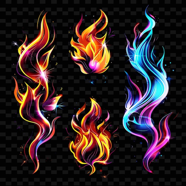 Png flame shaped decal with emblems of fire and with radiant he creative neon y2k shape decorativea