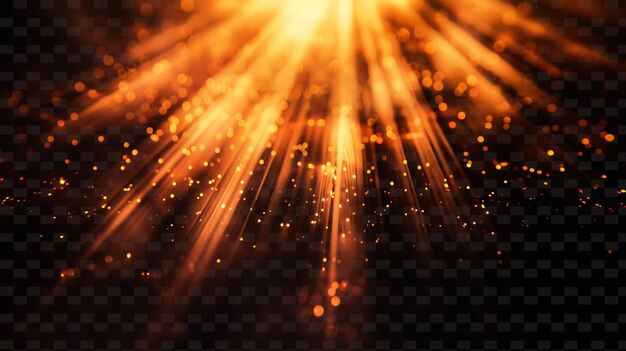 PSD png flickering light rays with soft light and orange warm color neon transparent y2k collections