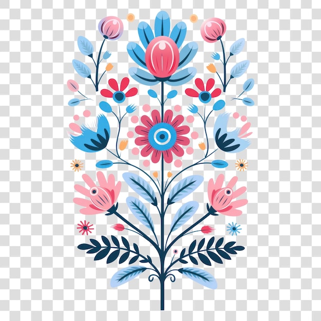 PNG Flora kunstpatroon witte achtergrond