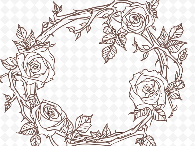 Png floral frame art with roses and vines decorations border fra illustration frame art decorative