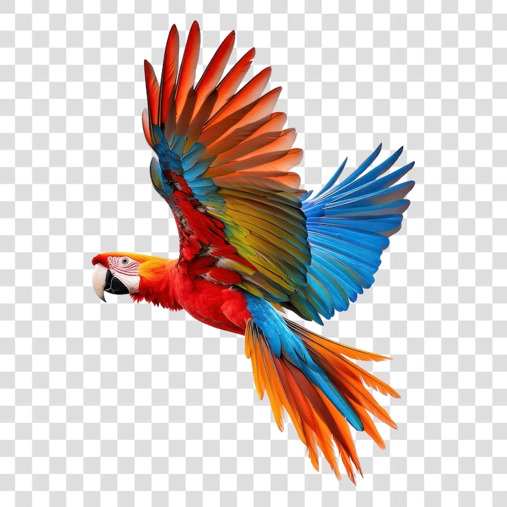 PSD png a flying macaw bird photography parrot colorful