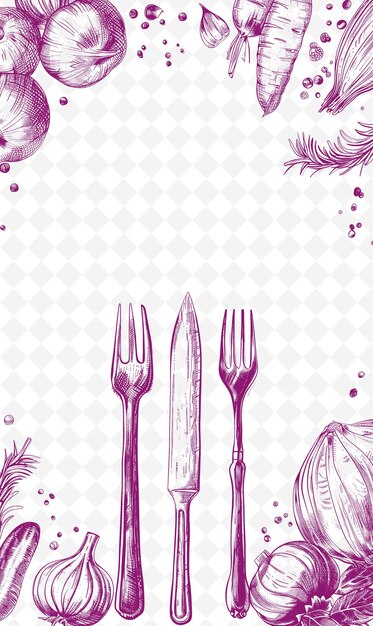 Png food postcard design met culinary frame style design decora outline arts scribble decorative