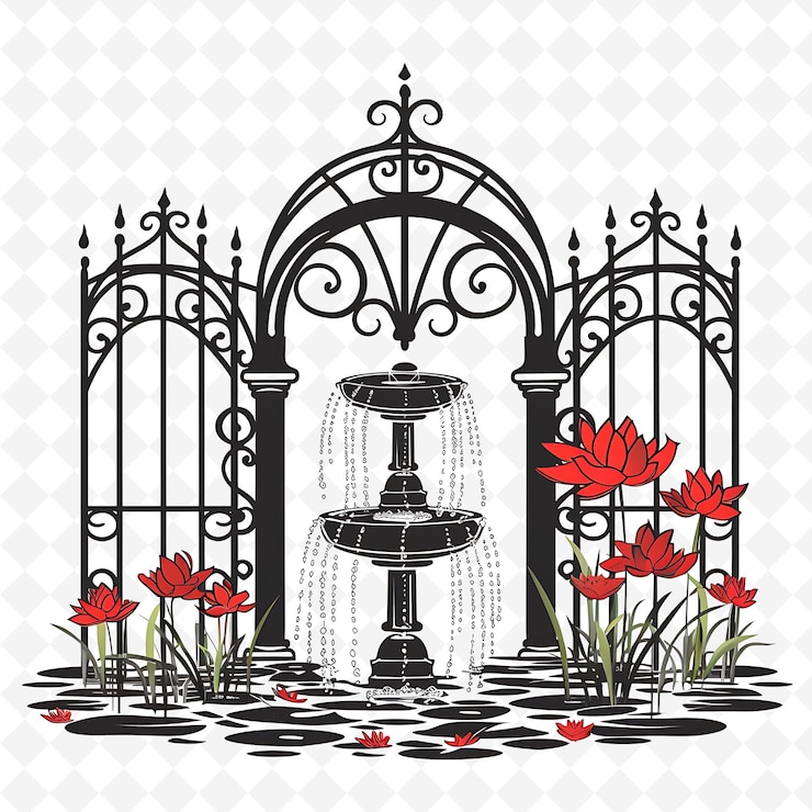 PSD png fountain gate with water wedding decorations gate is decorat creative abstract art designs