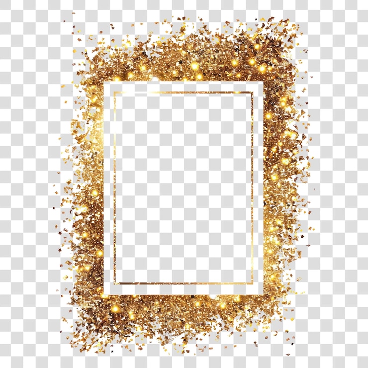 PSD png frame glitter vierkante vorm wit bord