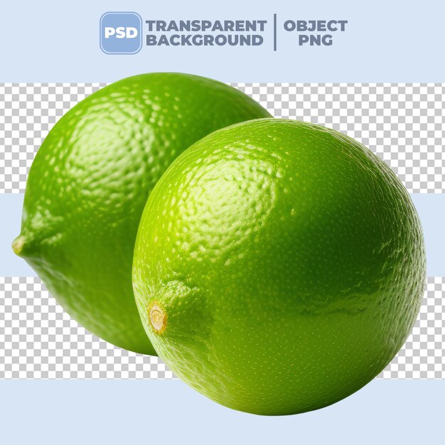 Psd di sfondo trasparente isolato di frutta di lime fresca png