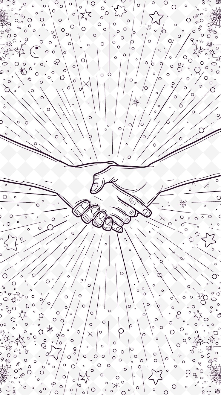 PSD png friendship postcard design with casual frame style design de outline arts scribble decorative