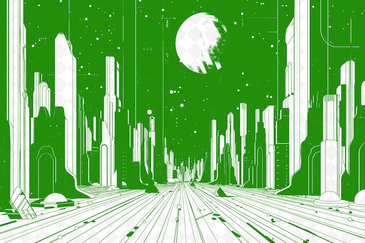 PSD png futuristic frame art with holographic patterns and futuristi illustration frame art decorative