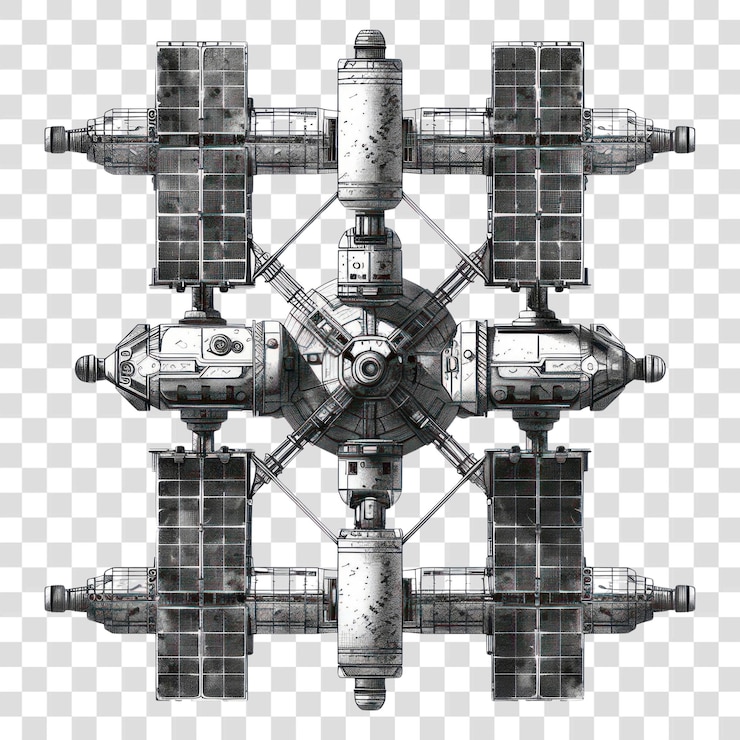 PSD png futuristic space station illustration