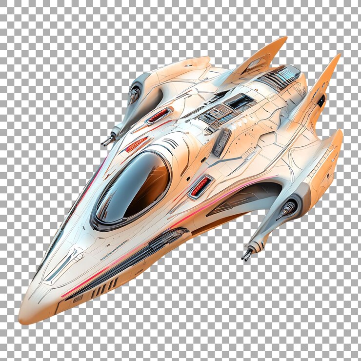 PSD png futuristic spaceship cartoon against transparent background