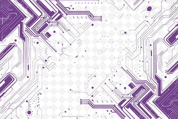 PSD png futuristische frame art met holografische vormen en circuits d illustratie frame art decoratief