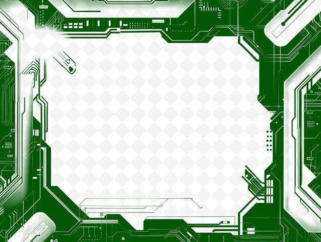 PSD png futuristyczna sztuka ramkowa z technologicznymi wzorcami obwodów i ilustracjami sztuka ramka dekoracyjna