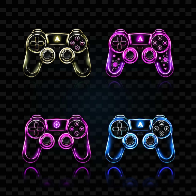 PSD png game controller icon emoji with playful competitive and imme neon lines y2k shape eye catching