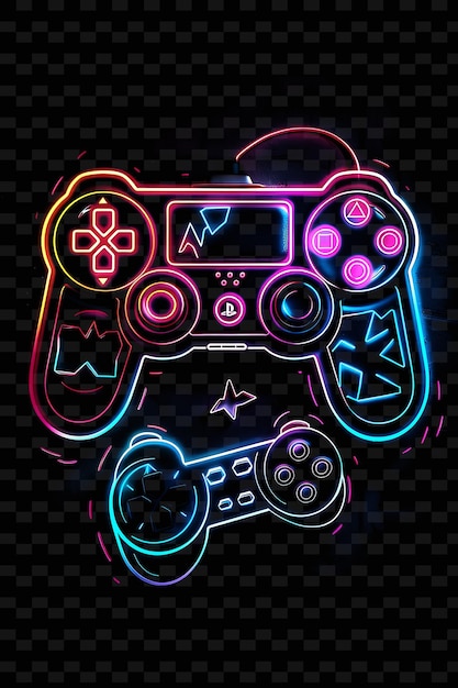 Png gaming tape decal con elementi di gioco accentuati al neon e ic creative neon y2k shape decorativeo