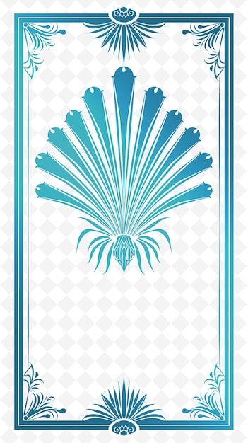 PSD png gatsby inspired postcard design with a feather fan frame sty outline arts scribble decorative