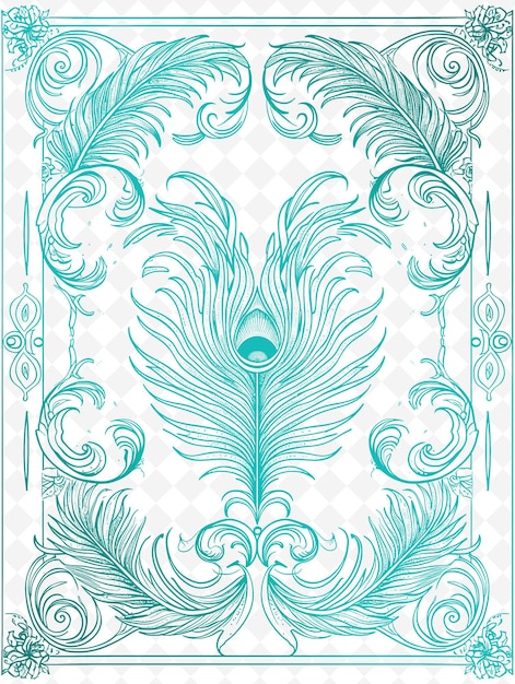 Png Gatsby Вдохновленный дизайн открытки с роскошной рамкой Стиль контурного искусства Скриббл Декоративный