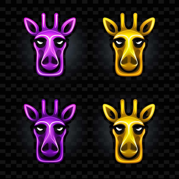 PSD png giraffe face icon emoji met tall surprised sleepy en hungr neon lines y2k shape eye catching