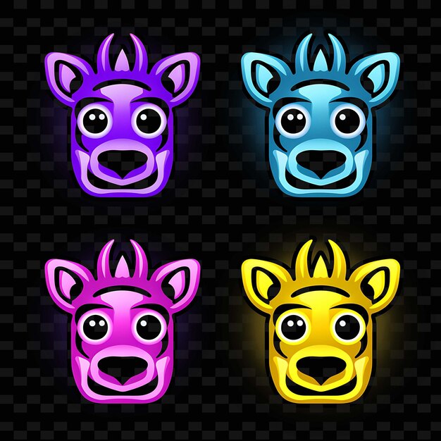 PSD png giraffe face icon emoji met tall surprised sleepy en hungr neon lines y2k shape eye catching