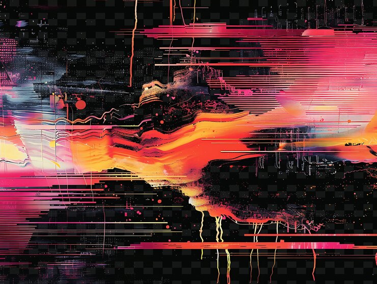 왜곡된 이미지와 추상적인 일러스트레이션 텍스처 배경으로 Png Glitch 소셜 미디어 게시물