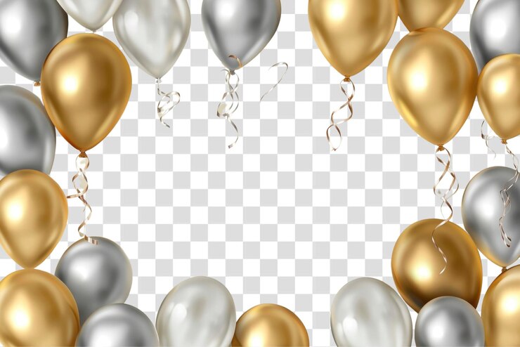 PSD png gold and silver balloon backgrounds jewelry pearl