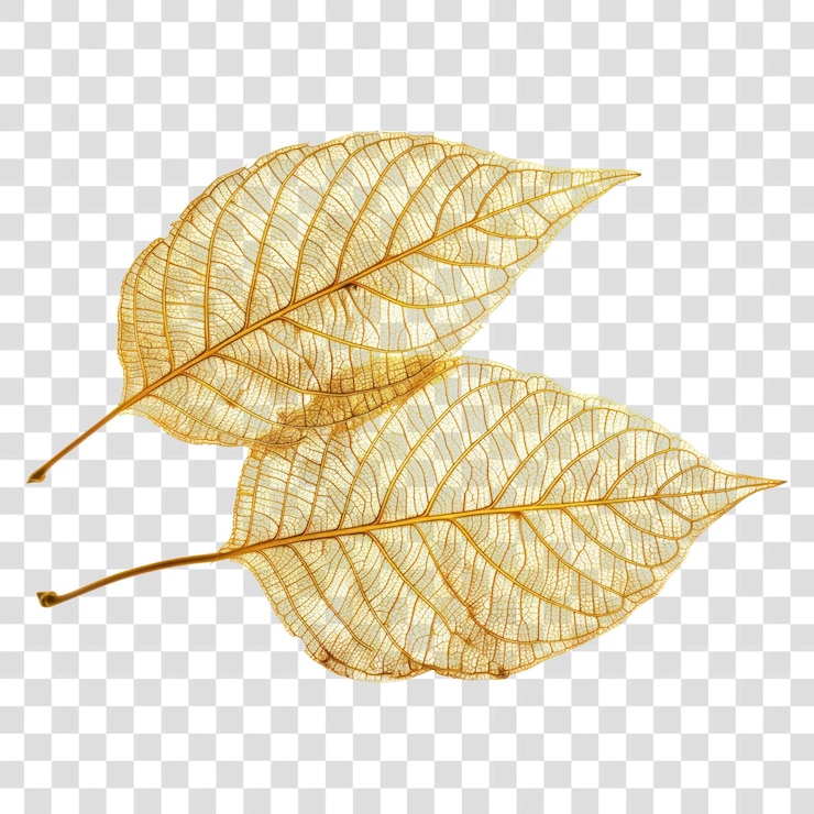 PSD png golden skeleton leaves art