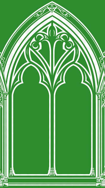 PSD pngゴシック大聖堂のフレームアート フライング・ブットレスとローズ・w イラストフレーム・アート 装飾
