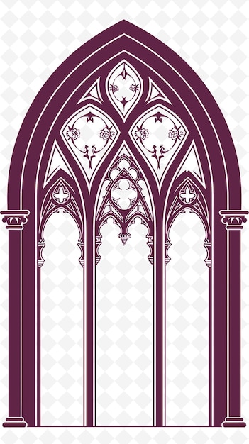 PSD png gothic cathedral frame art with flying buttresses and rose w ilustracja ramy art decorative