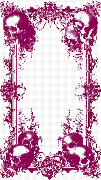 Png gothic frame art with skull and crossbones decorations borde illustration frame art decorative