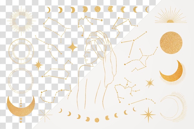 Png goud spa ontwerp element set transparante achtergrond