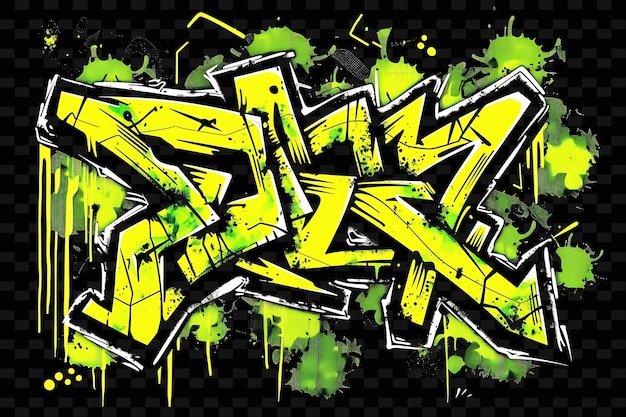 PSD png graffiti tape decal met street art en spray paint texture creatief neon y2k vorm decoratie