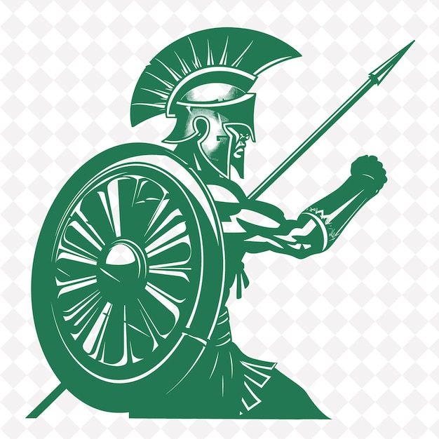 PSD png greek hoplite with a shield and a spear a brave expression i medieval warrior character shape
