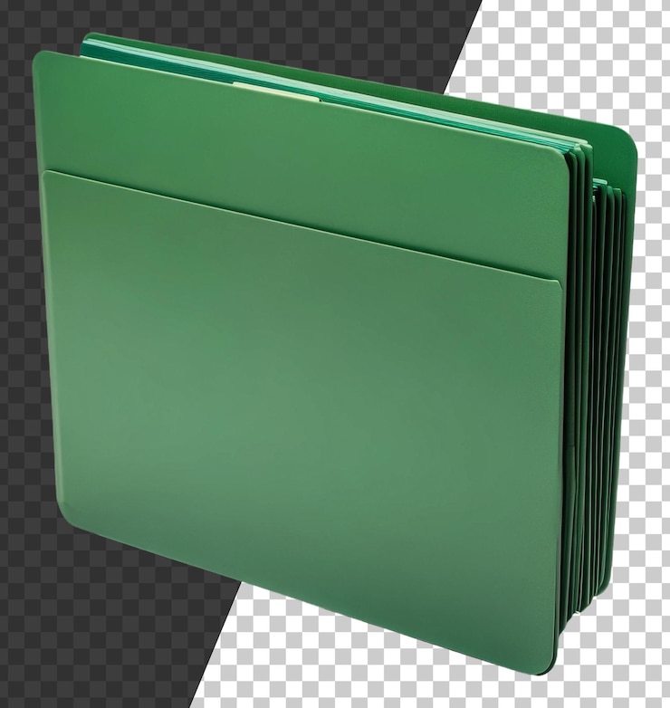 PSD png green folder organizer on a plain white background