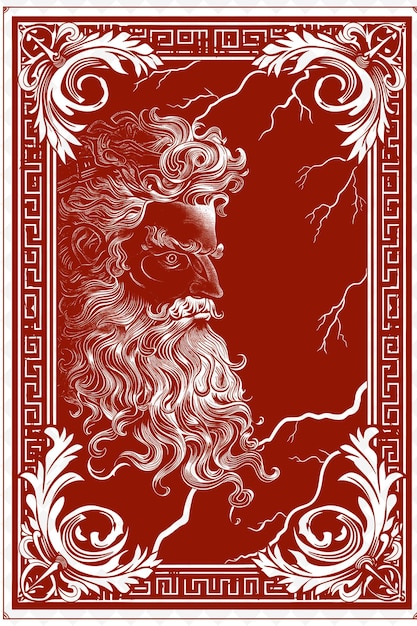 Png griekse mythologie frame art met zeus en bliksem decor illustratie frame art decorative