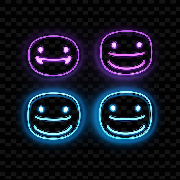 PSD png smiling face icon emoji con smug confident e sly express line neon y2k forma accattivante